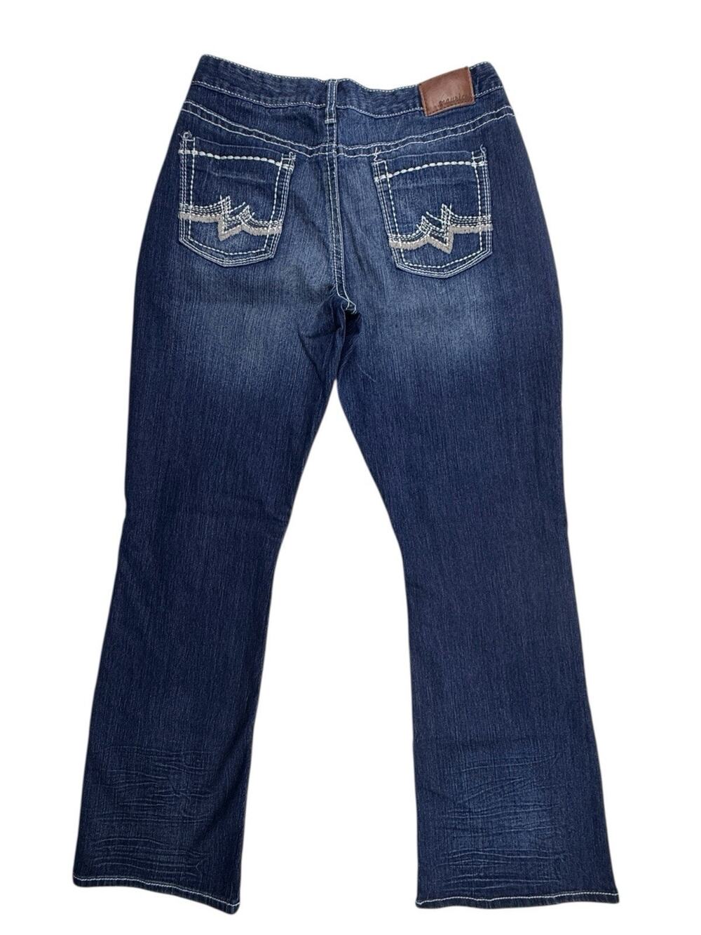 Maurices Jeans Dark Wash Denim Whiskered 7/8 S Bootcut Thick Stitch Rockabilly
